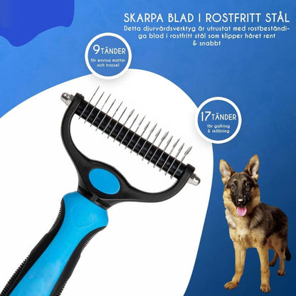 Dog Cat Undercoat Grooming Comb with Stainless Steel Blade, Blue V1188-MS-325-1005