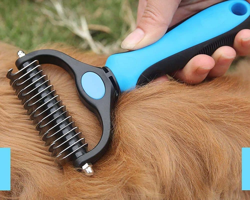 Dog Cat Undercoat Grooming Comb with Stainless Steel Blade, Blue V1188-MS-325-1005