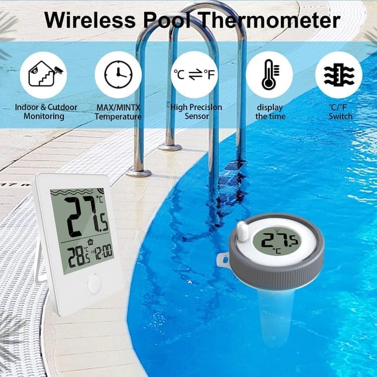 Floating Pool Thermometer Wireless with LED Display IPX8 Water Resistant, for Pool and Spa V1188-MS-325-1007
