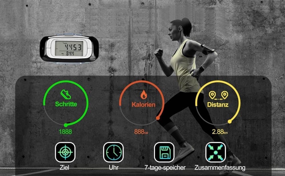 3D Sensor Pedometer, Multifunctional Step Counter for Daily Exercise and Health Tracking V1188-MS-325-1008