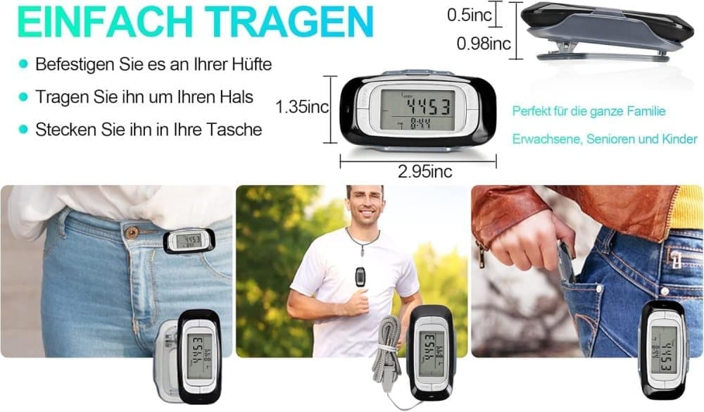 3D Sensor Pedometer, Multifunctional Step Counter for Daily Exercise and Health Tracking V1188-MS-325-1008