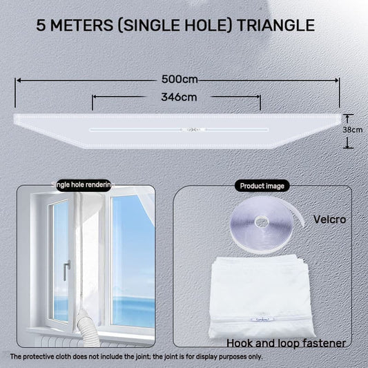 Window Seal for Portable AC, 500 x 38cm, Sealing Cloth with Zipper and Tape, Compatible with All Mobile Air V1188-MS-325-1013