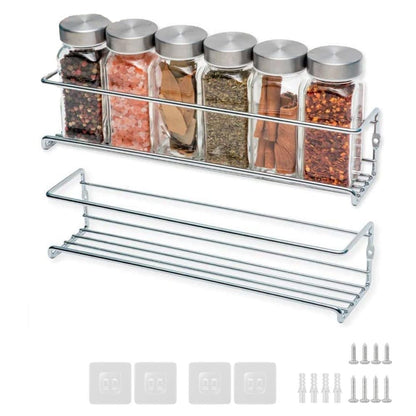2-Piece Stainless Steel Spice Rack Wall Mounted for Home Organization, Silver V1188-MS-325-1016