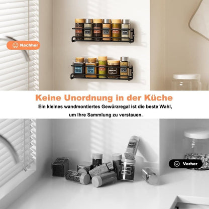 2-Piece Stainless Steel Spice Rack Wall Mounted for Home Organization, Silver V1188-MS-325-1016