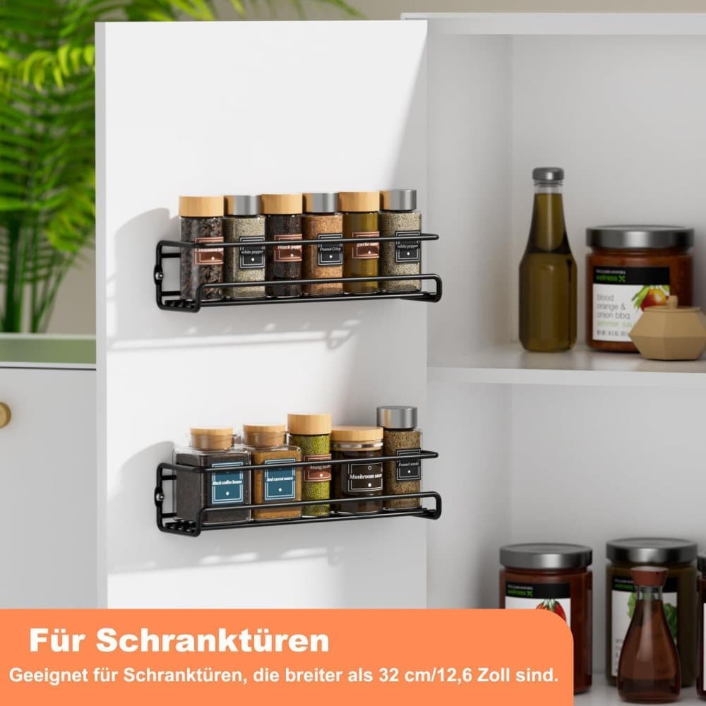 2-Piece Stainless Steel Spice Rack Wall Mounted for Home Organization, Silver V1188-MS-325-1016