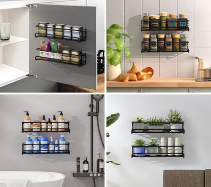 2-Piece Stainless Steel Spice Rack Wall Mounted for Home Organization, Silver V1188-MS-325-1016