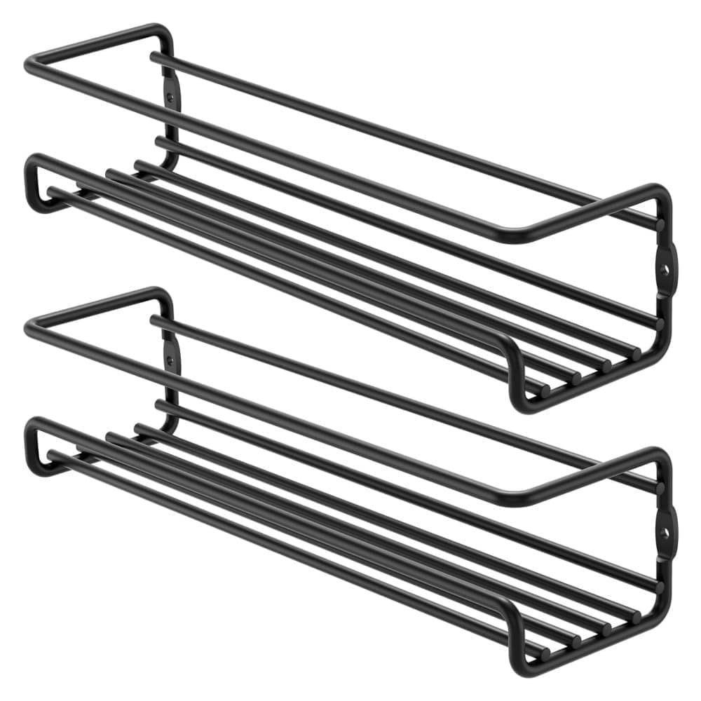 2-Piece Stainless Steel Spice Rack Wall Mounted Organizer, Black, 12.6 x 3.9 x 2.4 inches V1188-MS-325-1017