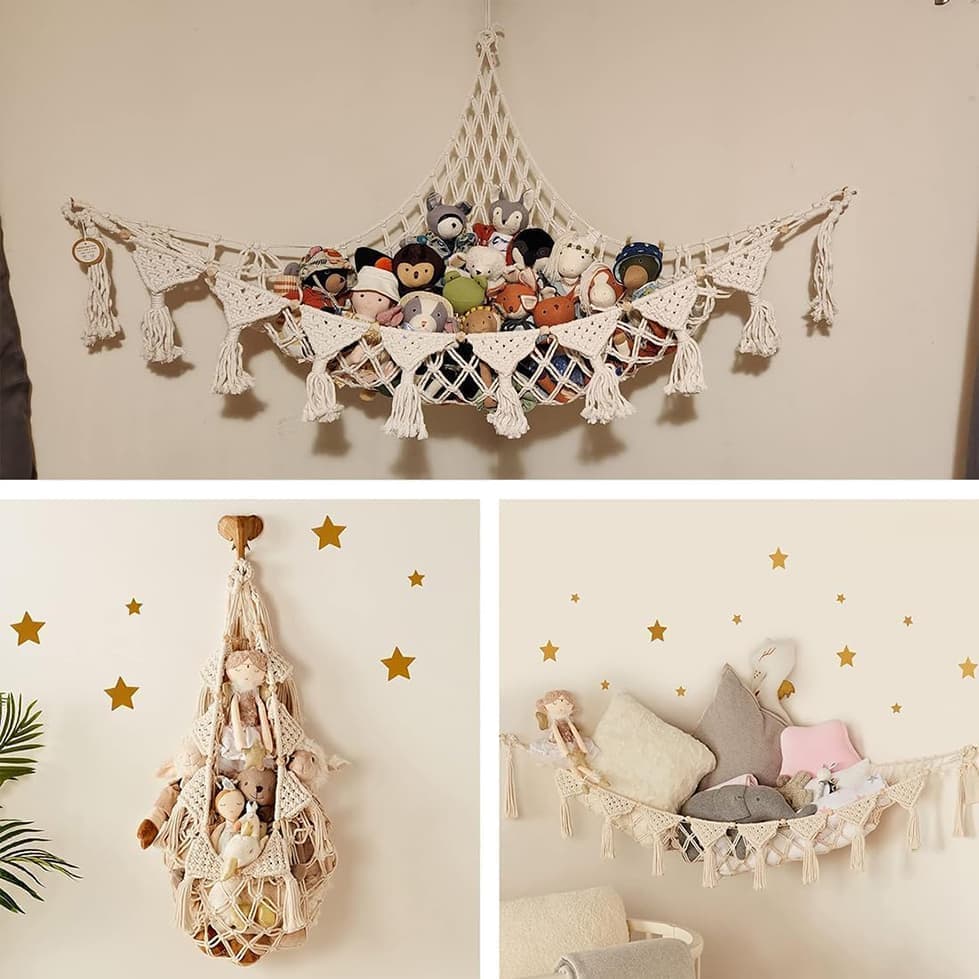 1 Pack Toy Storage Hammock and Organizer Net for Soft Toys, White V1188-MS-325-1018