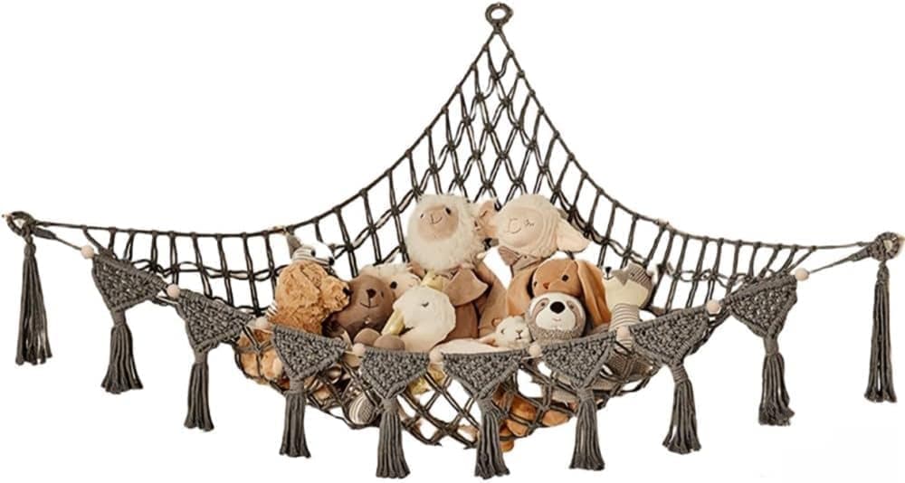 1 Pack Toy Storage Hammock and Net Hanging Organizer for Soft Toys, Dark Gray V1188-MS-325-1019