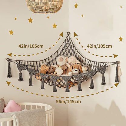 1 Pack Toy Storage Hammock and Net Hanging Organizer for Soft Toys, Dark Gray V1188-MS-325-1019