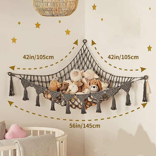 1 Pack Toy Storage Hammock and Net Hanging Organizer for Soft Toys, Dark Gray V1188-MS-325-1019