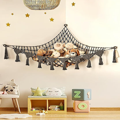 1 Pack Toy Storage Hammock and Net Hanging Organizer for Soft Toys, Dark Gray V1188-MS-325-1019
