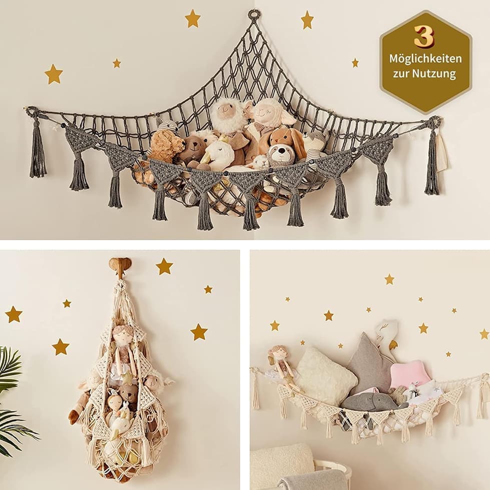 1 Pack Toy Storage Hammock and Net Hanging Organizer for Soft Toys, Dark Gray V1188-MS-325-1019