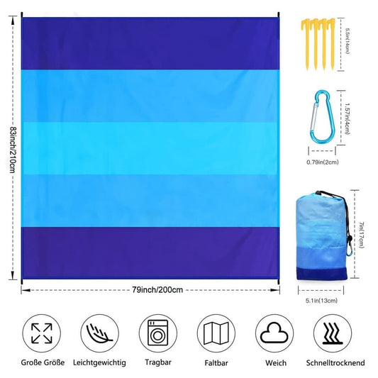 Waterproof Sand-Free Beach Blanket, 210x200 cm, Ultra-Light Portable for Beach Picnics and Camping V1188-MS-325-1020