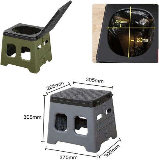 Portable Camping Toilet Foldable with Lid, 150 kg Load Capacity, for Road Trips and Camping Indoors Outdoors V1188-MS-325-1021