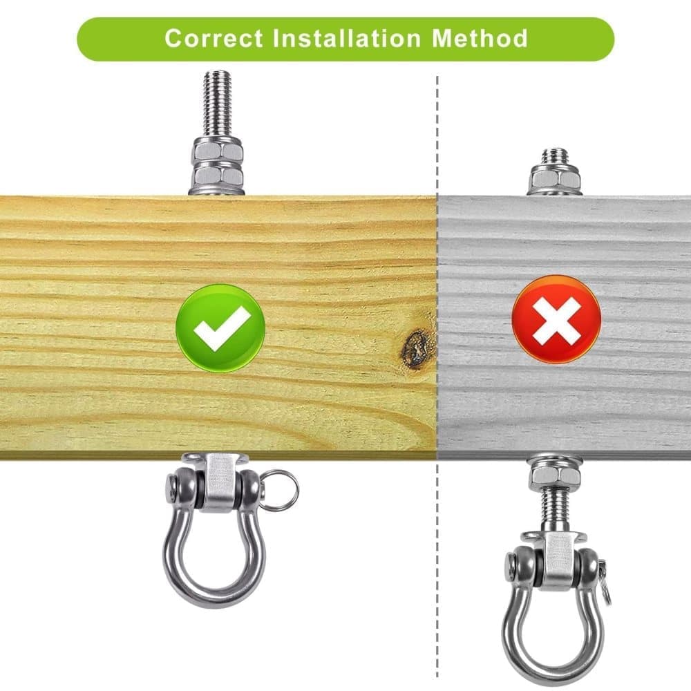 Stainless steel swing hooks 180 degrees rotating for swings and hammocks, durable easy assembly V1188-MS-325-1022