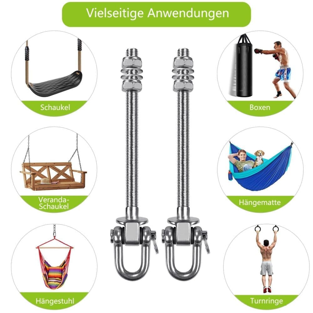 Stainless steel swing hooks 180 degrees rotating for swings and hammocks, durable easy assembly V1188-MS-325-1022