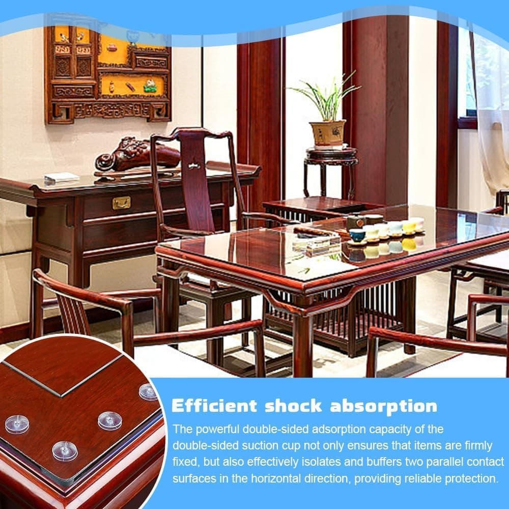 12pcs Non-Slip Suction Cups for Glass Tabletop, Transparent PVC Plastic, Double-Sided V1188-MS-325-1031