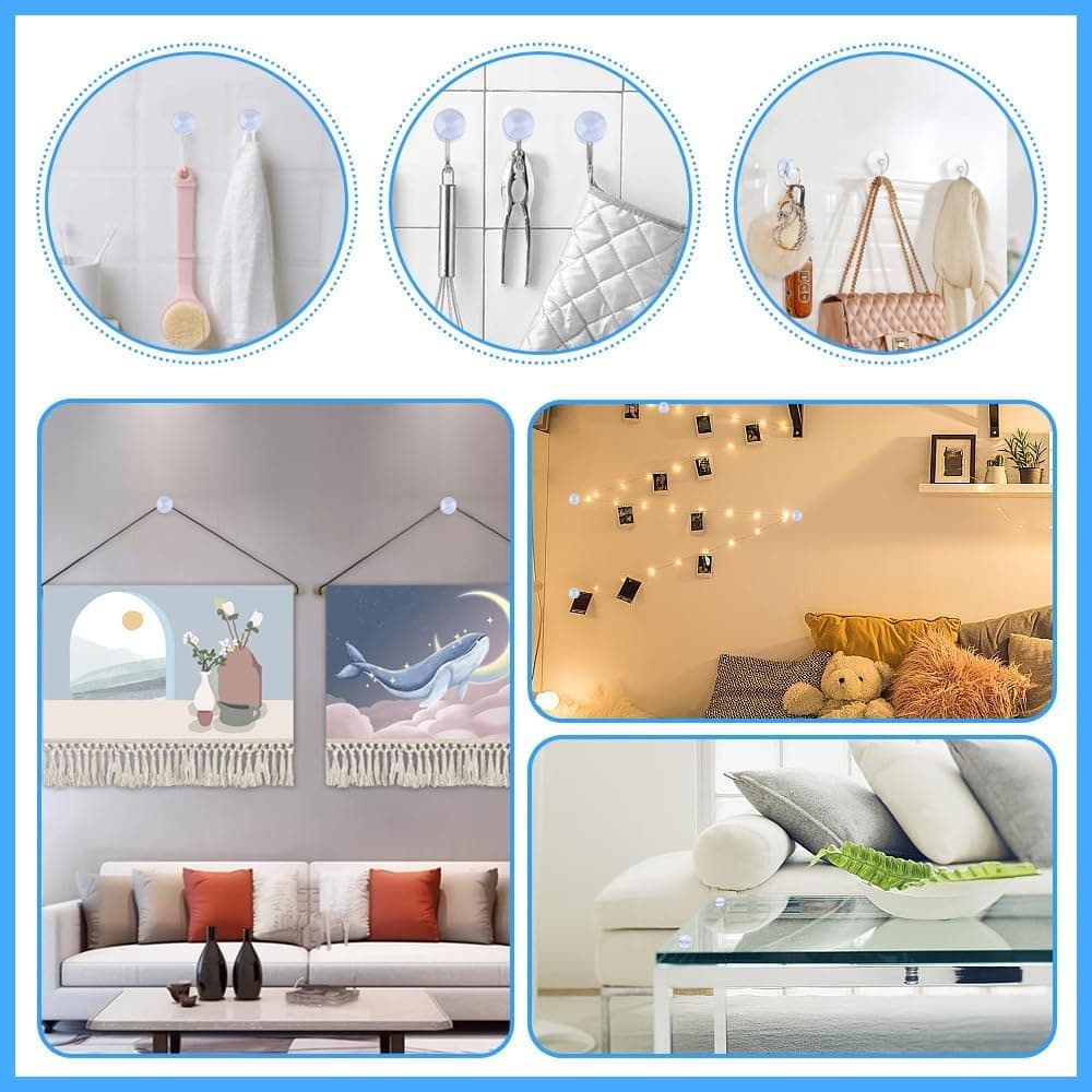 12pcs Non-Slip Suction Cups for Glass Tabletop, Transparent PVC Plastic, Double-Sided V1188-MS-325-1031