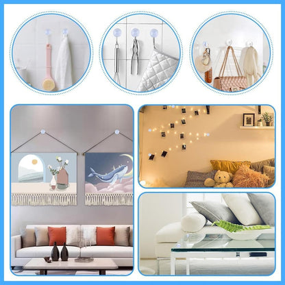 12pcs Non-Slip Suction Cups for Glass Tabletop, Transparent PVC Plastic, Double-Sided V1188-MS-325-1031