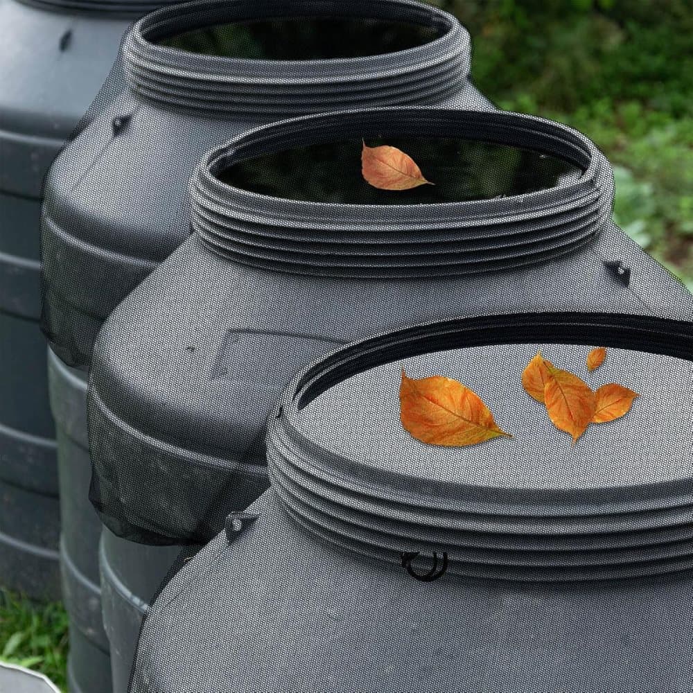 3-Pack Rain Barrel Mesh Lid Bucket Cover, Durable Polyester with Drawstring, Protects Against Debris, 60-120 V1188-MS-325-1039