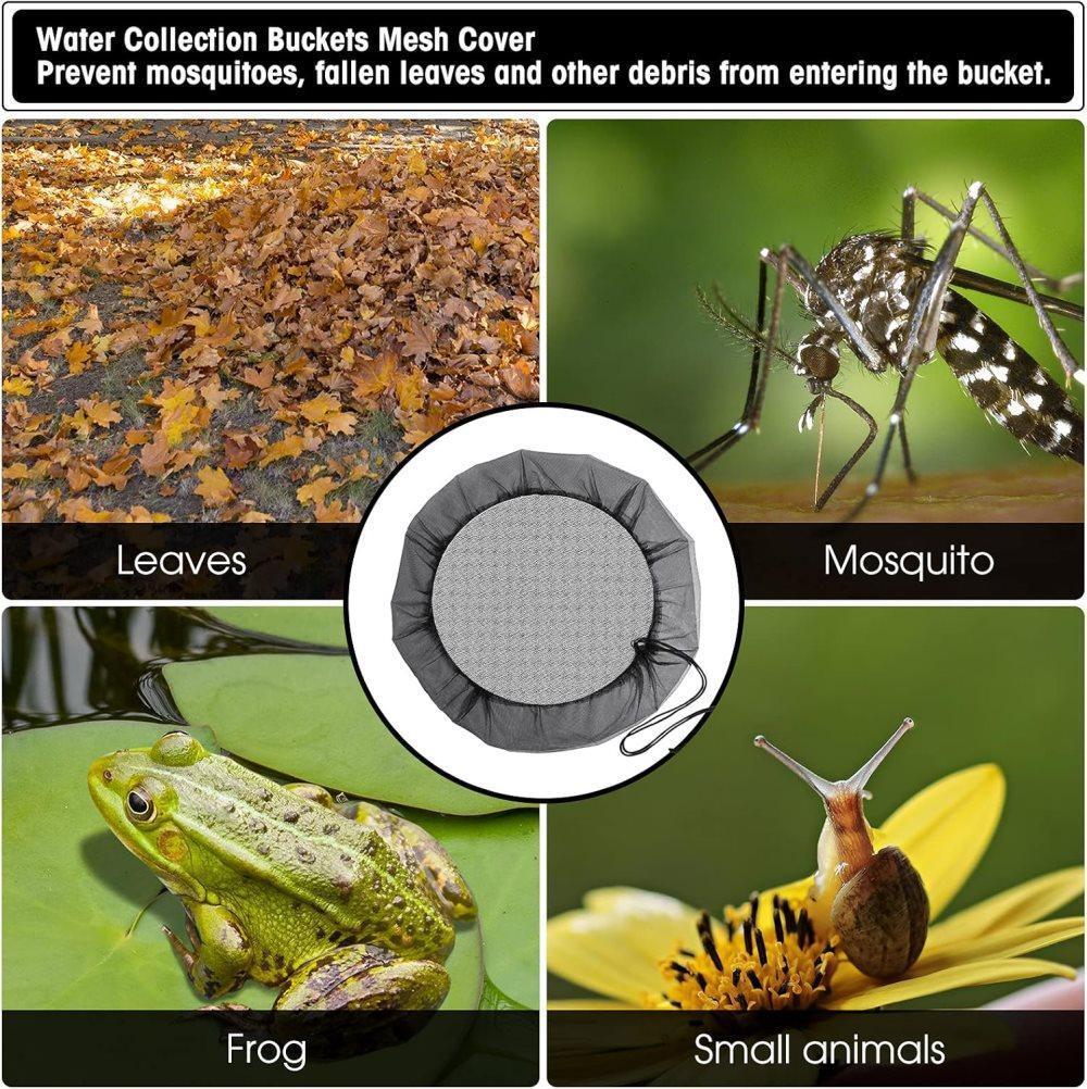 3-Pack Rain Barrel Mesh Lid Bucket Cover, Durable Polyester with Drawstring, Protects Against Debris, 60-120 V1188-MS-325-1039