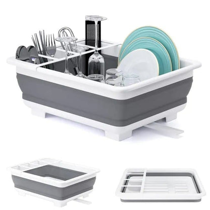 Foldable Dish Rack, gray plastic draining tray for kitchen and camping, 36.5 cm V1188-MS-325-1044