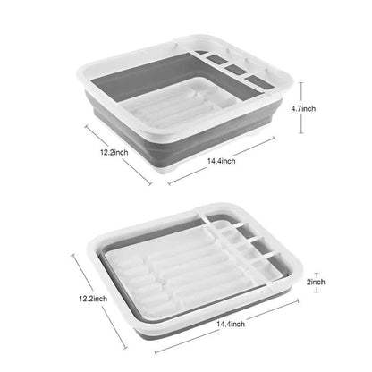 Foldable Dish Rack, gray plastic draining tray for kitchen and camping, 36.5 cm V1188-MS-325-1044