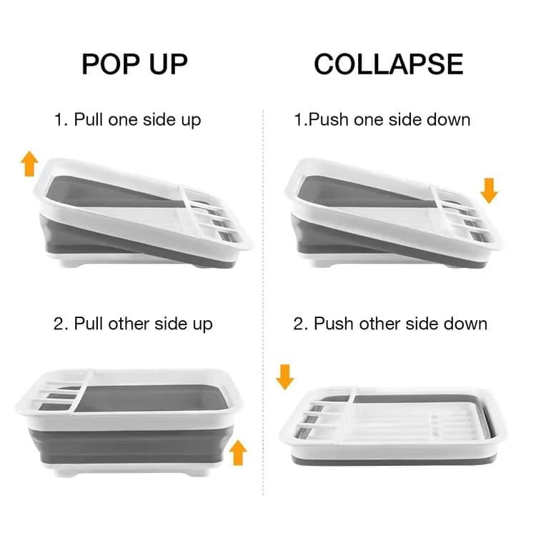 Foldable Dish Rack, gray plastic draining tray for kitchen and camping, 36.5 cm V1188-MS-325-1044