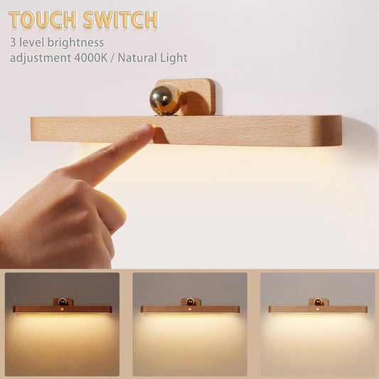 Wooden LED Wall Lamp 360 Degree Rotatable Magnetic Dimmable Night Light with USB Charging, Decorative Indoor V1188-MS-325-1055