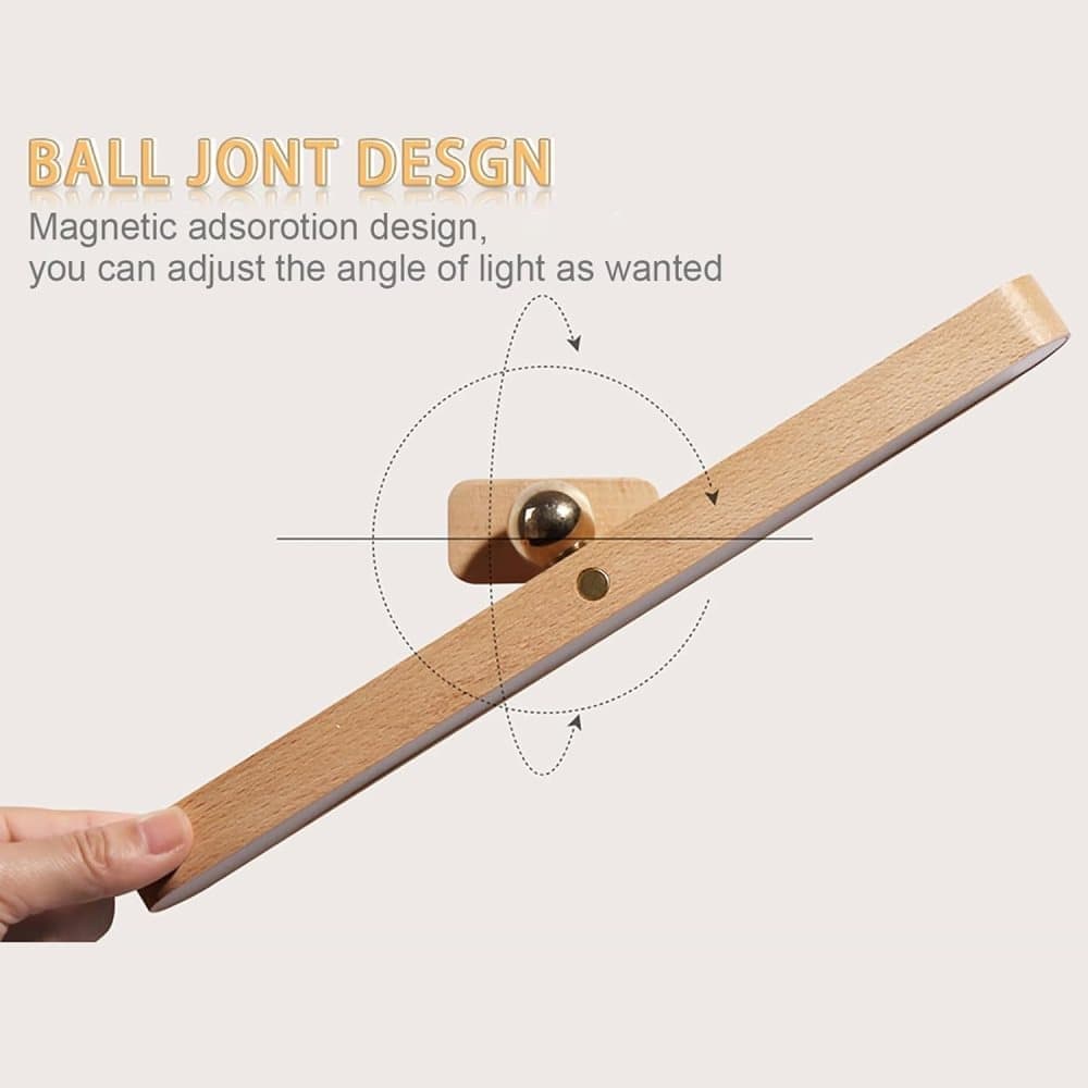 Wooden LED Wall Lamp 360 Degree Rotatable Magnetic Dimmable Night Light with USB Charging, Decorative Indoor V1188-MS-325-1055