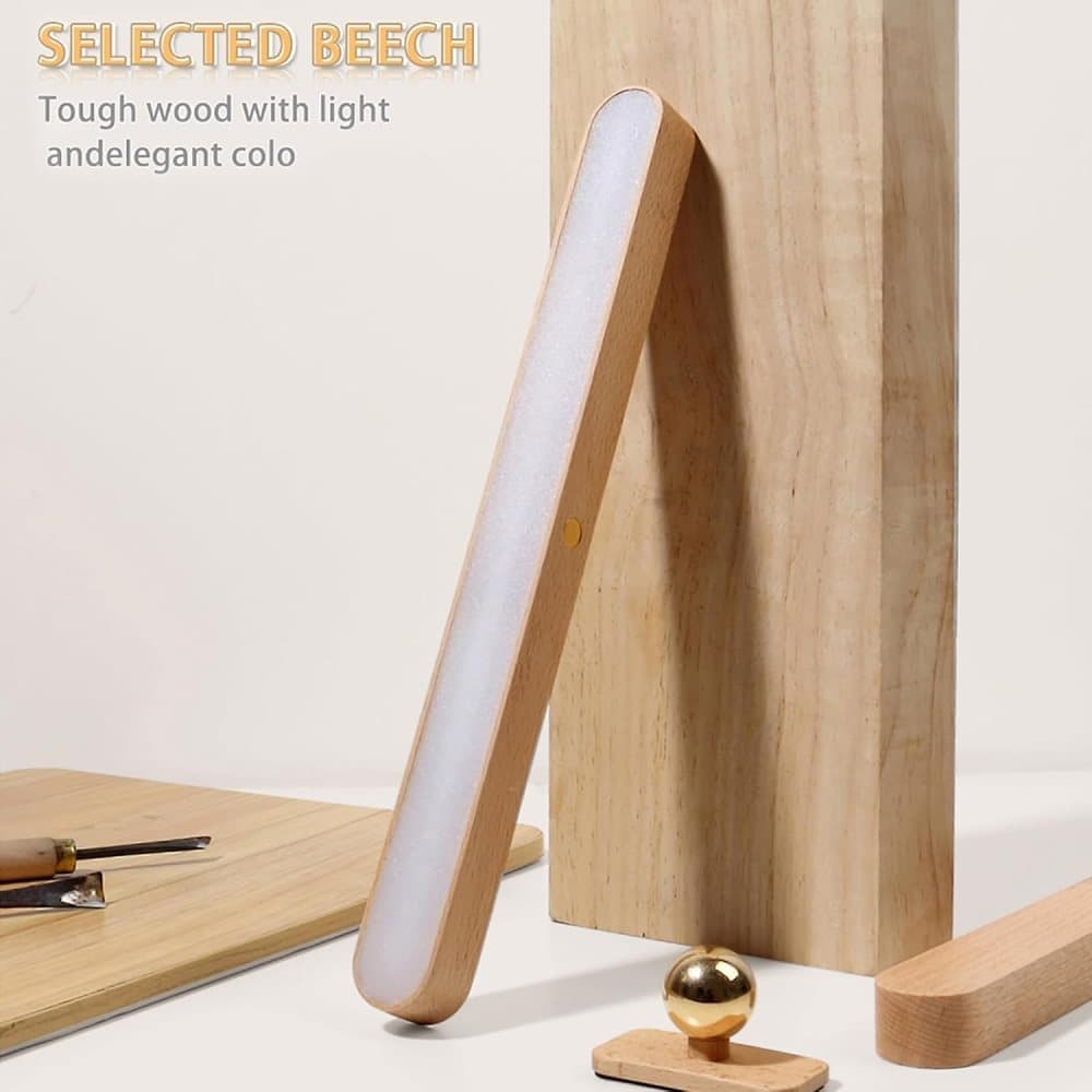 Wooden LED Wall Lamp 360 Degree Rotatable Magnetic Dimmable Night Light with USB Charging, Decorative Indoor V1188-MS-325-1055