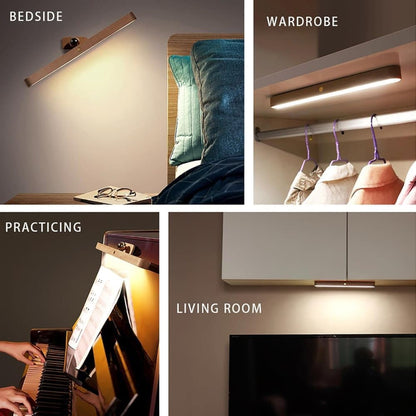 Wooden LED Wall Lamp 360 Degree Rotatable Magnetic Dimmable Night Light with USB Charging, Decorative Indoor V1188-MS-325-1055