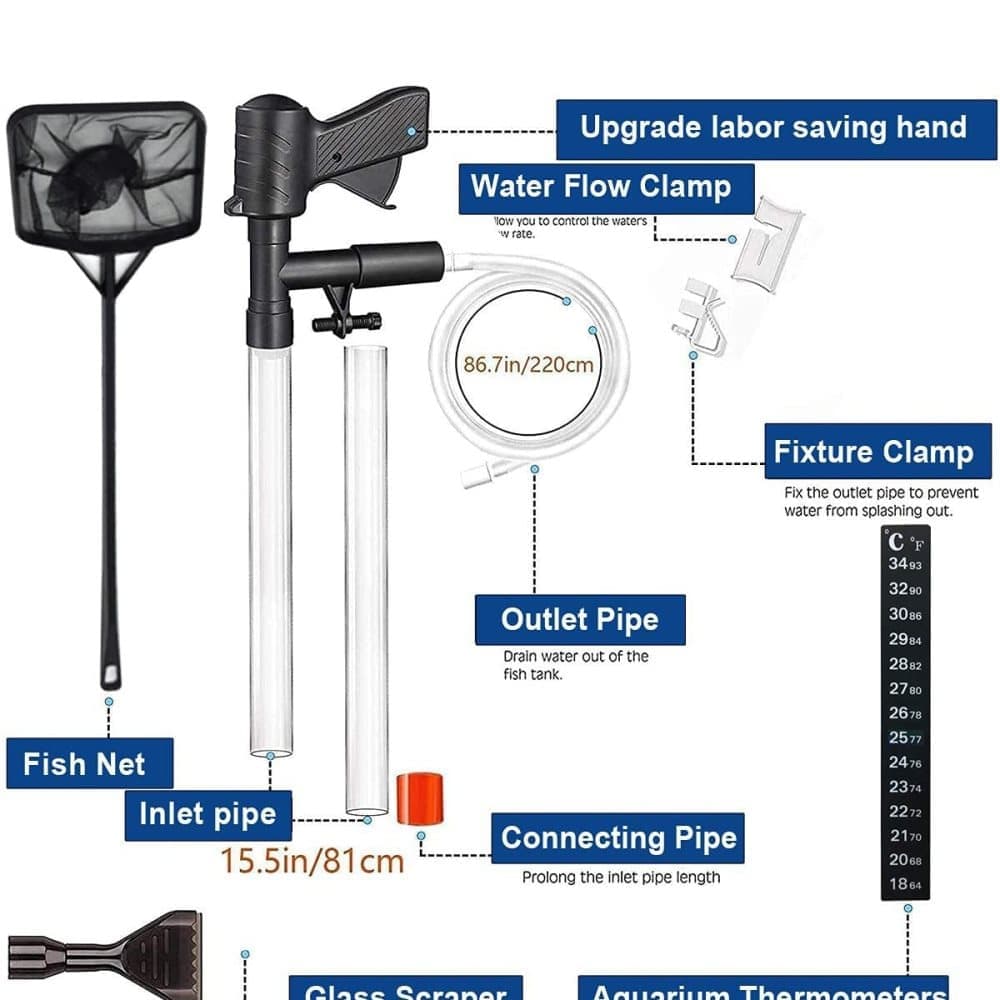Aquarium Bottom Cleaner Set for Fish Tank, Effective Sand Cleaner, Compatible with Aquariums V1188-MS-325-1058