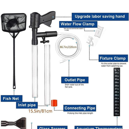 Aquarium Bottom Cleaner Set for Fish Tank, Effective Sand Cleaner, Compatible with Aquariums V1188-MS-325-1058
