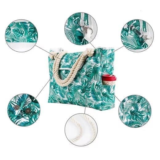 1 Pack Waterproof Extra Large Beach Bag for Women, Picnic Shopper, Green, 45L V1188-MS-325-1060