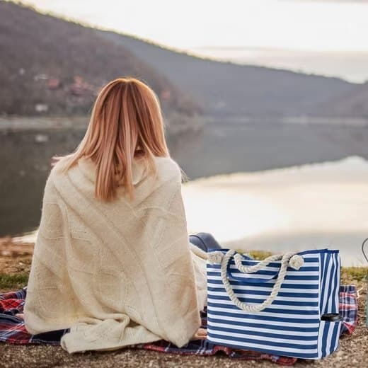 Large Waterproof Beach Bag for Women, Extra Large, Blue V1188-MS-325-1061