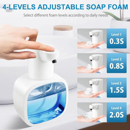500ml Rechargeable Automatic Soap Dispenser Wall Mounted with 4 Levels, Compatible with Kitchen and Bathroom V1188-MS-325-1063