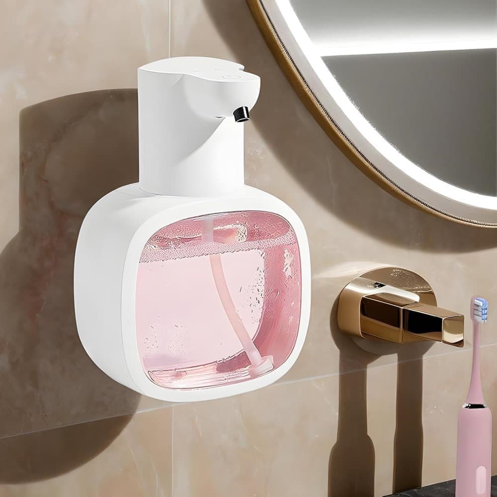 500ml Rechargeable Automatic Soap Dispenser Wall Mounted with 4 Levels, Compatible with Kitchen and Bathroom V1188-MS-325-1063