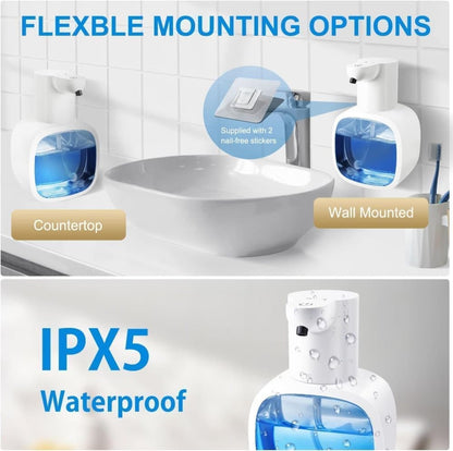 500ml Rechargeable Automatic Soap Dispenser Wall Mounted with 4 Levels, Compatible with Kitchen and Bathroom V1188-MS-325-1063