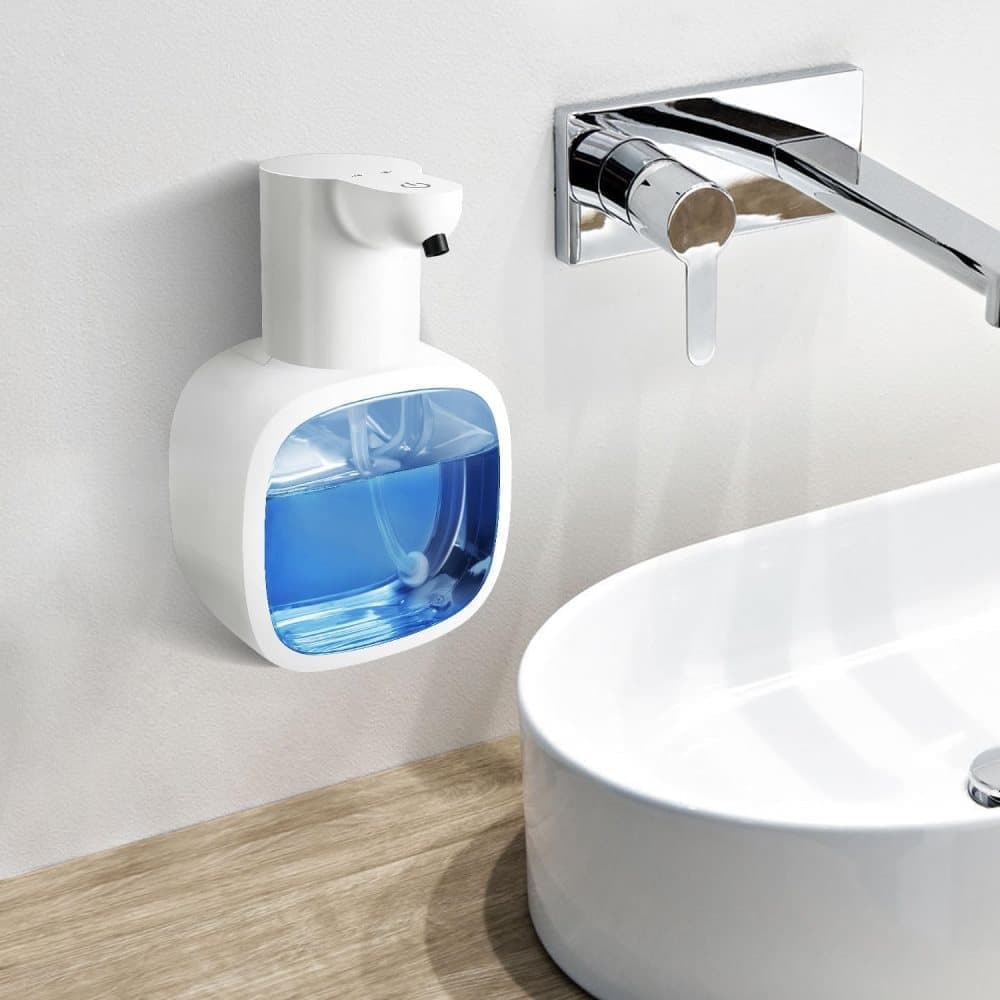 500ml Rechargeable Automatic Soap Dispenser Wall Mounted with 4 Levels, Compatible with Kitchen and Bathroom V1188-MS-325-1063