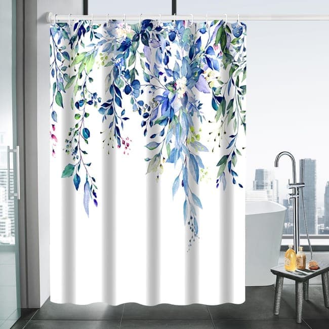 Waterproof Mold Resistant Shower Curtain Eucalyptus Blue Green, 180x180 cm V1188-MS-325-1065