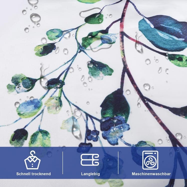 Waterproof Mold Resistant Shower Curtain Eucalyptus Blue Green, 180x180 cm V1188-MS-325-1065