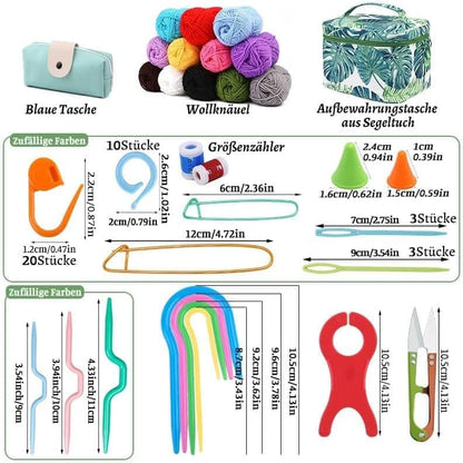 87-piece Crochet Hook Set for Beginners with Yarn and Knitting Accessories, Includes Crochet Bag, Ergonomic V1188-MS-325-1071