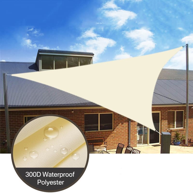4x4x5.7M Waterproof Triangular UV Protection Sun Sail for Garden Terrace and Pool, White, Includes Mounting V1188-MS-325-1072