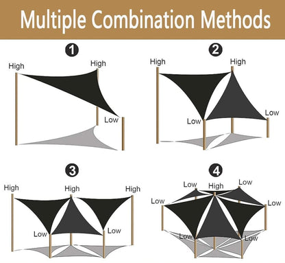 3PCS Waterproof Triangular Sun Sail with UV Protection for Garden Terrace and Pool, Light Yellow, 4x4x5.7M V1188-MS-325-1077