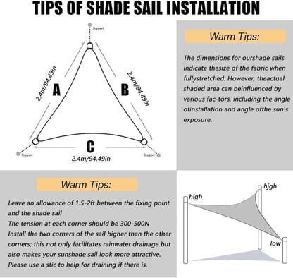 3PCS Waterproof Triangular Sun Sail with UV Protection for Garden Terrace and Pool, Light Yellow, 4x4x5.7M V1188-MS-325-1077