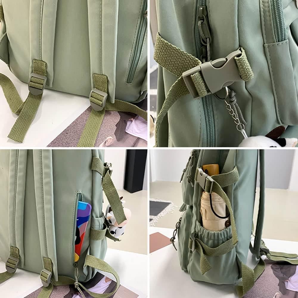 Pink Children Backpack with Pins and Plush Pendant, Spacious Waterproof School Travel Backpack for Girls V1188-MS-325-1100