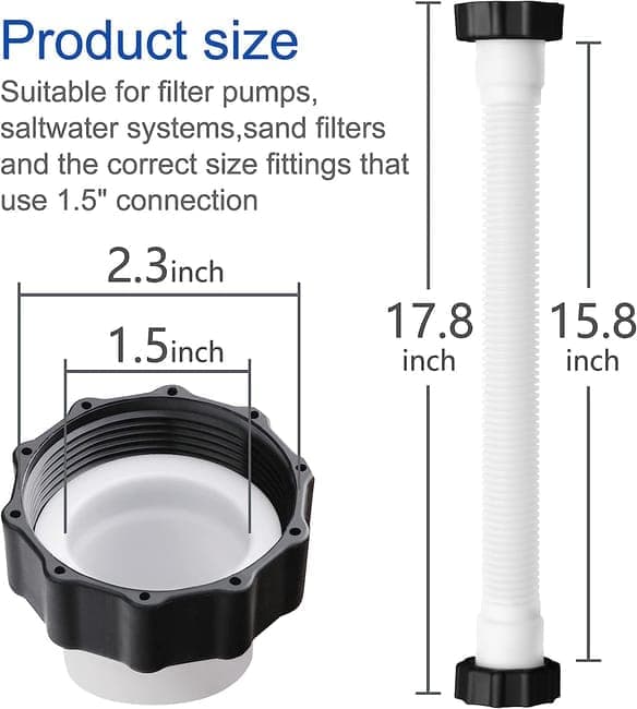 2-Pack Pool Sand Filter Pump Hoses, 15.8 Inch, Replacement for Above-Ground Pool Brine Filter Pumps V1188-MS-325-1103