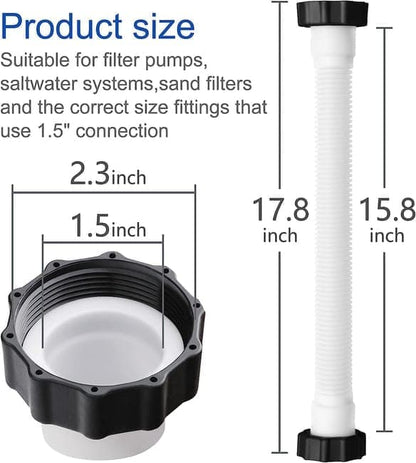 2-Pack Pool Sand Filter Pump Hoses, 15.8 Inch, Replacement for Above-Ground Pool Brine Filter Pumps V1188-MS-325-1103